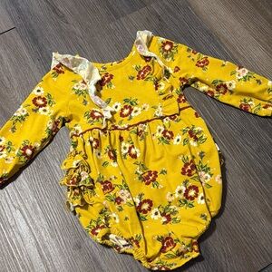 Ruffle Butts Yellow Floral Bodysuit
